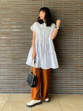 「ジーユー」｜「アイテム（シャツワンピース）」を使った、 kirikaさん（レディース・166cm）の春コーディネート