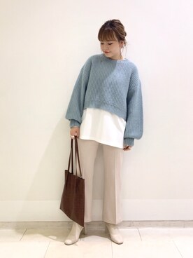 「LOWRYS FARM（ローリーズファーム）のストレッチヒールブーツ　851418（ブーツ）」を使った、なこさん（レディース・158cm）の冬コーディネート