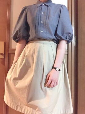 「袖ボリューム」｜「アイテム（腕時計）」を使った、しらたまさん（レディース・161cm）の夏コーディネート