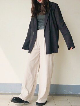 「西裝外套」｜「アイテム（ブーツ）」を使った、chloe🌻 さん（レディース・157cm）の冬コーディネート