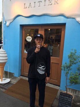 「Carhartt（カーハート）のアイテム（キャップ、ブラック系）」を使った、坊さん（メンズ）の夏コーディネート