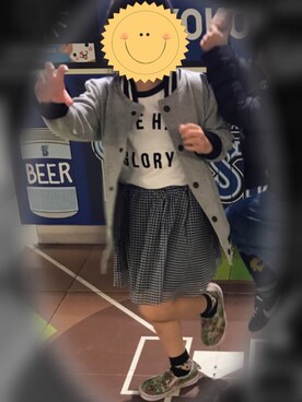 「アイテム（スタジャン、グレー系）」を使った、ともさん（キッズ・110cm）の春コーディネート