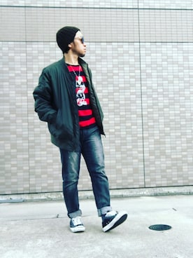 「ジャックパーセル」｜「アイテム（ナイロンジャケット）」を使った、Hiroki Matsudaさん（メンズ・165cm）の冬コーディネート