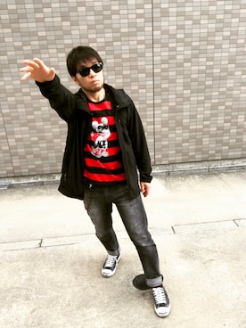 「ジャックパーセル」｜「アイテム（ナイロンジャケット）」を使った、Hiroki Matsudaさん（メンズ・165cm）の春コーディネート