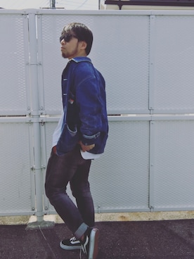 「オールドスクール」｜「アイテム（カバーオール）」を使った、Hiroki Matsudaさん（メンズ・165cm）の春コーディネート