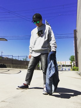 「EK BY NEW ERA（イーケーバイニューエラ）のアイテム」を使った、Hiroki Matsudaさん（メンズ・165cm）の春コーディネート