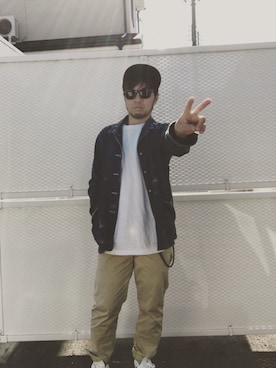 「アイテム（カバーオール）」を使った、Hiroki Matsudaさん（メンズ・165cm）の秋コーディネート