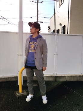 「セットアップ風」｜「アイテム（その他アウター）」を使った、Hiroki Matsudaさん（メンズ・165cm）の秋コーディネート