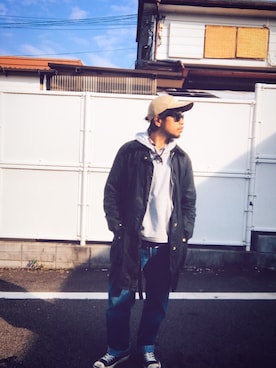 「スウェットパーカー」｜「アイテム（その他アウター）」を使った、Hiroki Matsudaさん（メンズ・166cm）の秋コーディネート