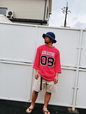 「RAINBOW（レインボー）のアイテム」を使った、Hiroki Matsudaさん（メンズ・166cm）の夏コーディネート