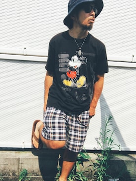 「RAINBOW（レインボー）のアイテム」を使った、Hiroki Matsudaさん（メンズ・166cm）の夏コーディネート