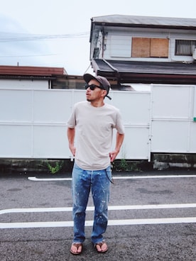 「RAINBOW（レインボー）のアイテム」を使った、Hiroki Matsudaさん（メンズ・166cm）の夏コーディネート