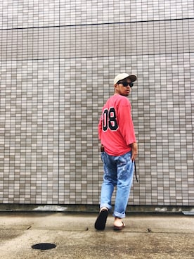 「RAINBOW（レインボー）のアイテム」を使った、Hiroki Matsudaさん（メンズ・166cm）の夏コーディネート