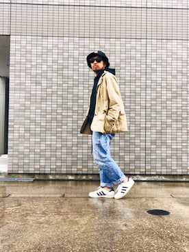 「スウェットパーカー」｜「アイテム（その他アウター）」を使った、Hiroki Matsudaさん（メンズ・166cm）の秋コーディネート