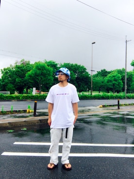 「RAINBOW（レインボー）のアイテム」を使った、Hiroki Matsudaさん（メンズ・166cm）の夏コーディネート