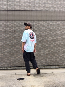 「RAINBOW（レインボー）のアイテム」を使った、Hiroki Matsudaさん（メンズ・166cm）の夏コーディネート