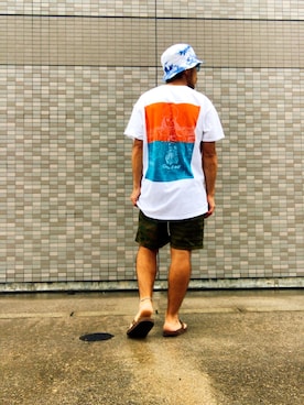 「RAINBOW（レインボー）のアイテム」を使った、Hiroki Matsudaさん（メンズ・166cm）の夏コーディネート