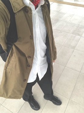 「GAP（ギャップ）のアイテム（ステンカラーコート）」を使った、susiroさん（メンズ・178cm）の春コーディネート