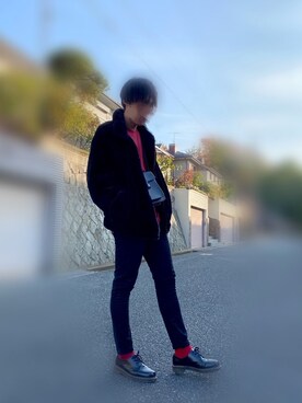 「UNIQLO（ユニクロ）の50色ソックス（消臭機能付き）（ソックス/靴下）」を使った、しおんさん（メンズ・179cm）の冬コーディネート