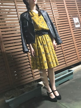「RETRO GIRL（レトロガール）のアイテム（ライダースジャケット）」を使った、あっき✲さん（レディース・154cm）の秋コーディネート