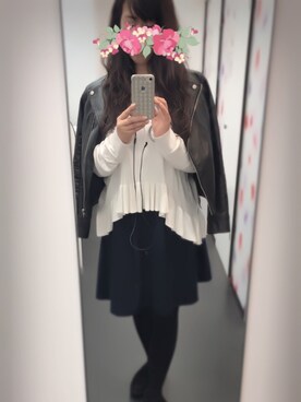 「RETRO GIRL（レトロガール）のアイテム（ライダースジャケット）」を使った、あっき✲さん（レディース・154cm）の秋コーディネート