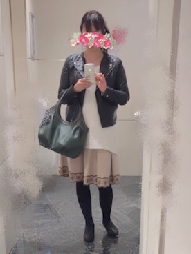 「RETRO GIRL（レトロガール）のアイテム（ライダースジャケット）」を使った、あっき✲さん（レディース・154cm）の秋コーディネート