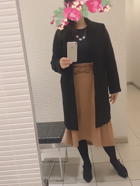 「茶色スカート」｜あっき✲さん（レディース・154cm）の冬コーディネート