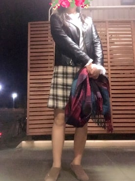 「RETRO GIRL（レトロガール）のアイテム（ライダースジャケット）」を使った、あっき✲さん（レディース・154cm）の冬コーディネート