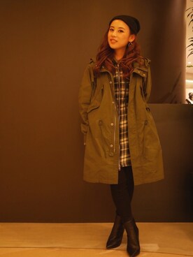 「DIESEL（ディーゼル）のアイテム（モッズコート）」を使った、saoriさん（レディース・150cm）の秋コーディネート