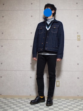 「TOMMY HILFIGER（トミーヒルフィガー）のアイテム（デニムジャケット）」を使った、こうようさん（メンズ・178cm）の冬コーディネート