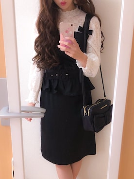 「Honey Salon（ハニーサロン）のアイテム（オールインワン・サロペット）」を使った、ayumiさん（レディース・156cm）の春コーディネート
