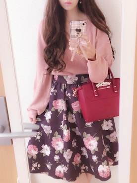 「アイテム（トートバッグ、レッド系）」を使った、ayumiさん（レディース・156cm）の冬コーディネート