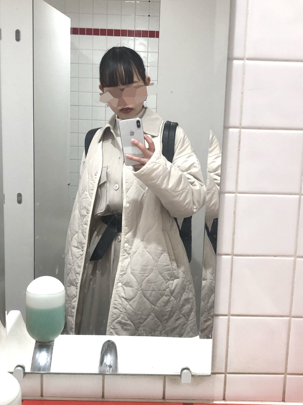 「秋冬、GU、プチプラ、ホワイトコーデ、モノトーン」｜「GUのアイテム（ジャケット/アウター、ホワイト系）」を使った、nabeさん（レディース・155cm）の秋コーディネートの1枚目の写真