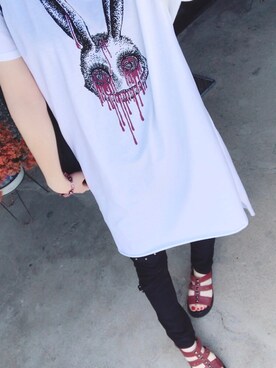「ALGONQUINS（アルゴンキン）のアイテム（Tシャツ/カットソー）」を使った、にゃんさくさん（レディース・160cm）の夏コーディネート