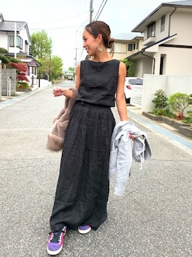 「TRUNC（トランクエイティーエイト）のFur Switching Bag（ハンドバッグ）」を使った、madoyanyanさん（レディース・160cm）の春コーディネート