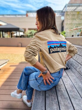 Patagonia パタゴニア のtシャツ カットソー ベージュ系 を使った人気ファッションコーディネート 年齢 35歳 39歳 Wear