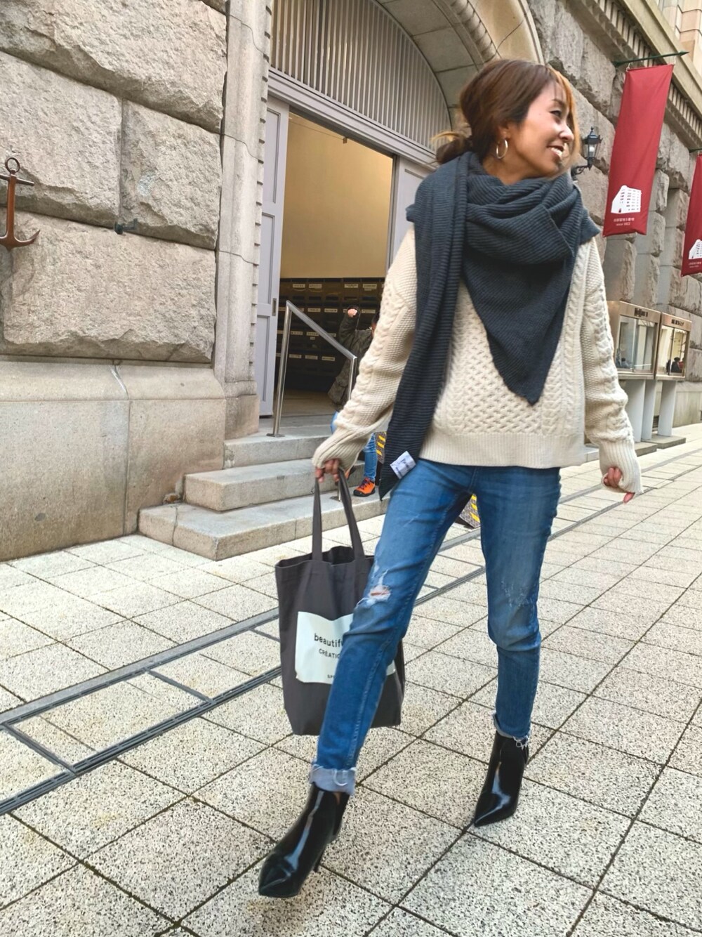 新品未使用★BLUEBIRD BOULEVARD コットンカシミヤストール BLUEBIRD BOULEVARD（ブルーバードブルバード）の「BLUEBIRD BOULEVARD