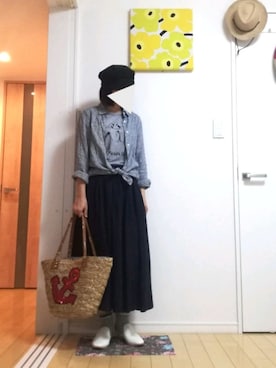 「マキシスカート」｜「アイテム（スリッポン）」を使った、maroさん（レディース・156cm）の夏コーディネート
