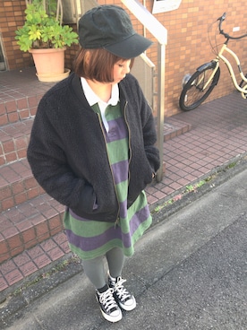 「newhattan（ニューハッタン）のWEGO/NEWHATTAN LOWキャップ（キャップ）」を使った、🐻まき🐻さん（レディース・151cm）の秋コーディネート