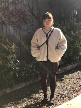 「ボア」｜「アイテム（ブーティ）」を使った、🐻まき🐻さん（レディース・151cm）の冬コーディネート