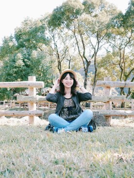 「OLIVE des OLIVE（オリーブデオリーブ）のアイテム（チュニック）」を使った、Lily Wei🇹🇼さん（レディース・154cm）の春コーディネート