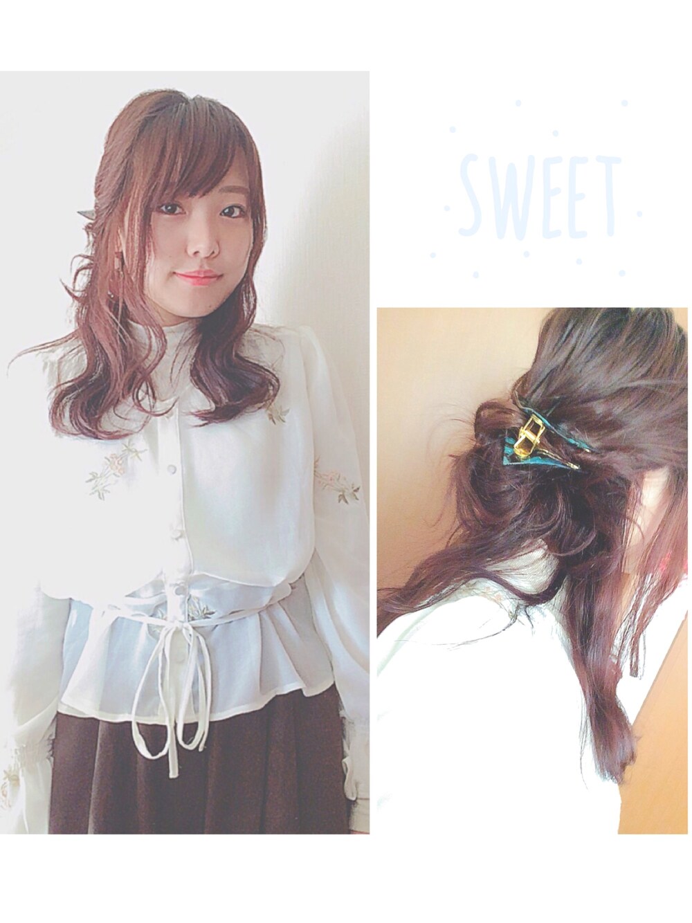 「PAGEBOYのエンブロイダリーブラウス（シャツ/ブラウス、ホワイト系）」を使った、Nさん（レディース・152cm）の冬コーディネートの1枚目の写真
