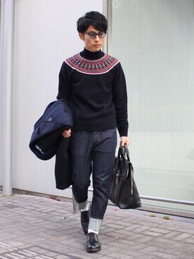 「soe（ソーイ）のアイテム（シューズ）」を使った、neederさん（メンズ・165cm）の冬コーディネート