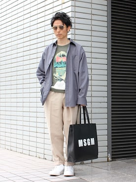 「MSGM（エムエスジーエム）のアイテム（バッグ）」を使った、neederさん（メンズ・165cm）の春コーディネート