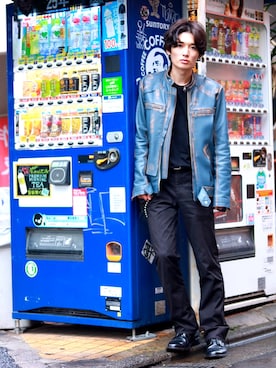 「MIHARAYASUHIRO（ミハラヤスヒロ）のアイテム（ライダースジャケット）」を使った、たぢさん（メンズ・176cm）の秋コーディネート