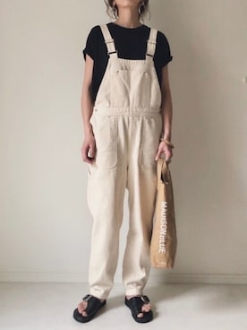 「レザーサンダル」｜「アイテム（オールインワン・サロペット）」を使った、B.さん（レディース・167cm）の春コーディネート