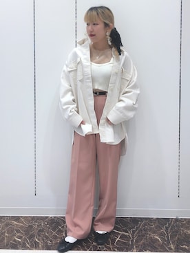 「シースルー」｜「アイテム（ミリタリージャケット）」を使った、▷ななまるさん（レディース・149cm）の春コーディネート