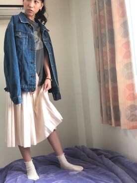 「skirt」｜「アイテム（デニムジャケット）」を使った、Cathyさん（レディース・160cm）の冬コーディネート