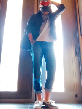 「EVISU（エヴィス）のアイテム（バッグ）」を使った、E.さん（レディース・162cm）の春コーディネート