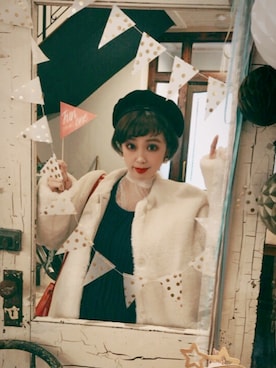 「バレンタインデートスタイル」｜「アイテム（ハンチング/ベレー帽）」を使った、♡☺︎よっちゃん☺︎♡さん（レディース・155cm）の冬コーディネート